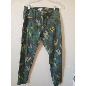 Cabi Womens Jeans Clover Camo Skinny Denim Green Mid Rise Ankle Zipper Size 6